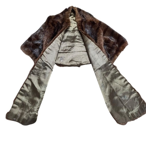 Vintage Brown Mink Fur Stole Cape Wrap Shawl for Women Winter - Picture 4 of 7